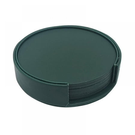 

Leather Coasters with Holder Set of 6 Marble Coasters for Drinks Funny Housewarming Gift Round Cup Mat Pad for Home and Kitchen