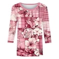 thumbnail image 5 of Staron Women's Casual Printed T-Shirt 3/4 Sleeve Round Neck Loose Blouse Fashion Top, XL, 5 of 6