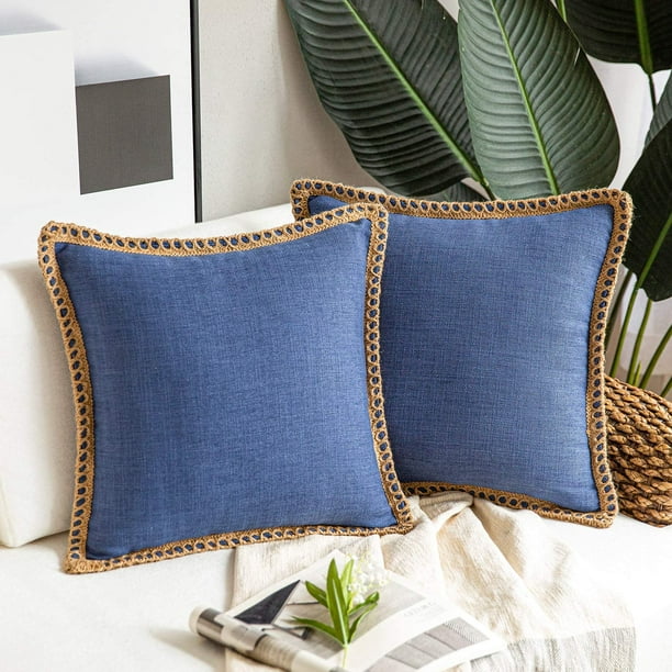 Blue denim throw pillows best sale