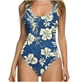 thumbnail image 2 of HaoXianJian Bathing Suit for Women One - piece Swimsuit Backless BodySuits Crew Neck Fashion Hawaii Tropical Print Swimming Swimwear Ladies Slim Swim Suits Bulit in Bra S-3X, 2 of 4