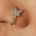 thumbnail image 3 of Jiaroswwei Nose Clip Non-Piercing U-shaped Sexy Retro Gift Bling Rhinestone Butterflies Fake Nose Cuff Hoop Ring Fashion Jewelry, 3 of 7