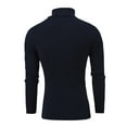 thumbnail image 3 of Men's Slim Fit Turtleneck Sweater Casual Knitted Twisted Pullover Solid Sweaters Navy L, 3 of 4