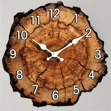 VOCOO 12 inch Irregular Shaped Tree Stump Printed Wall Clock, Analog Clock Silent Non Ticking for