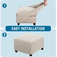 thumbnail image 4 of Square Covers Slipcovers Folding Storage Stool Furniture Protector Form Fit with Elastic Bottom, Stretch High Small Checks Jacquard Fabric(M，white), 4 of 5