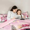 thumbnail image 4 of jejeloiu Lovely Xmas Snowman 7pcs Bedding Comforter Set,Merry Christmas Gifts Queen Bedding Sets,Pink White Green Queen Sheet Sets For Girls,Microfiber Bedroom Decor Reversible, 4 of 8