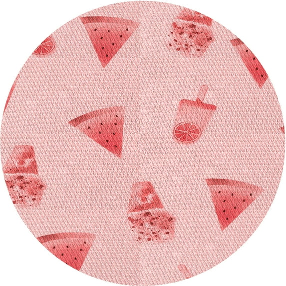 Ahgly Company Machine Washable Indoor Round Transitional Light Red Pink Area Rugs, 6' Round