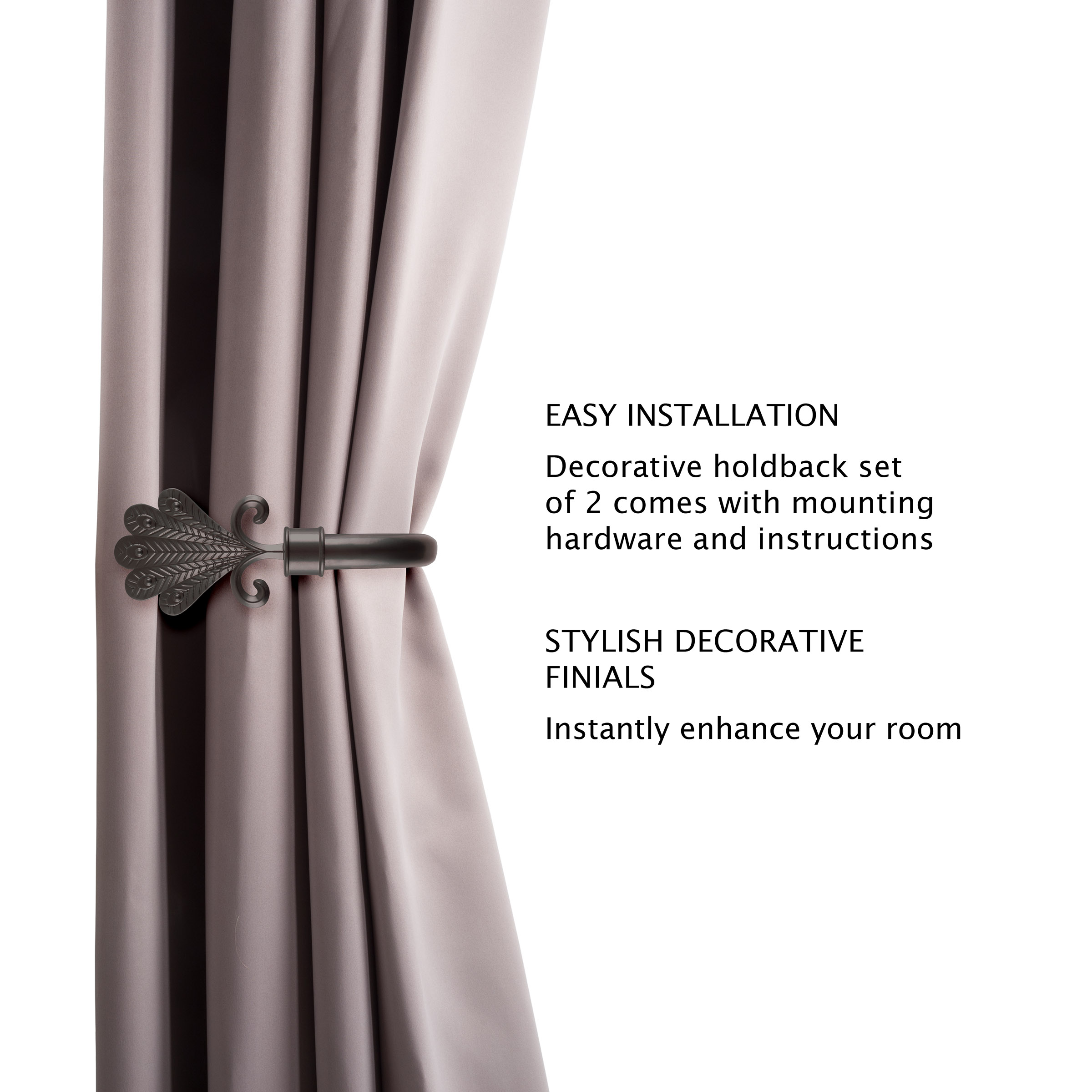 Curtain Holdbacks With Mounting Hardware Decorative Drape Tieback