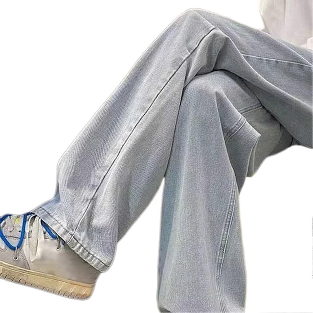 Wide Leg Denim Pants Stretch Loose High Waisted Trousers for All Season