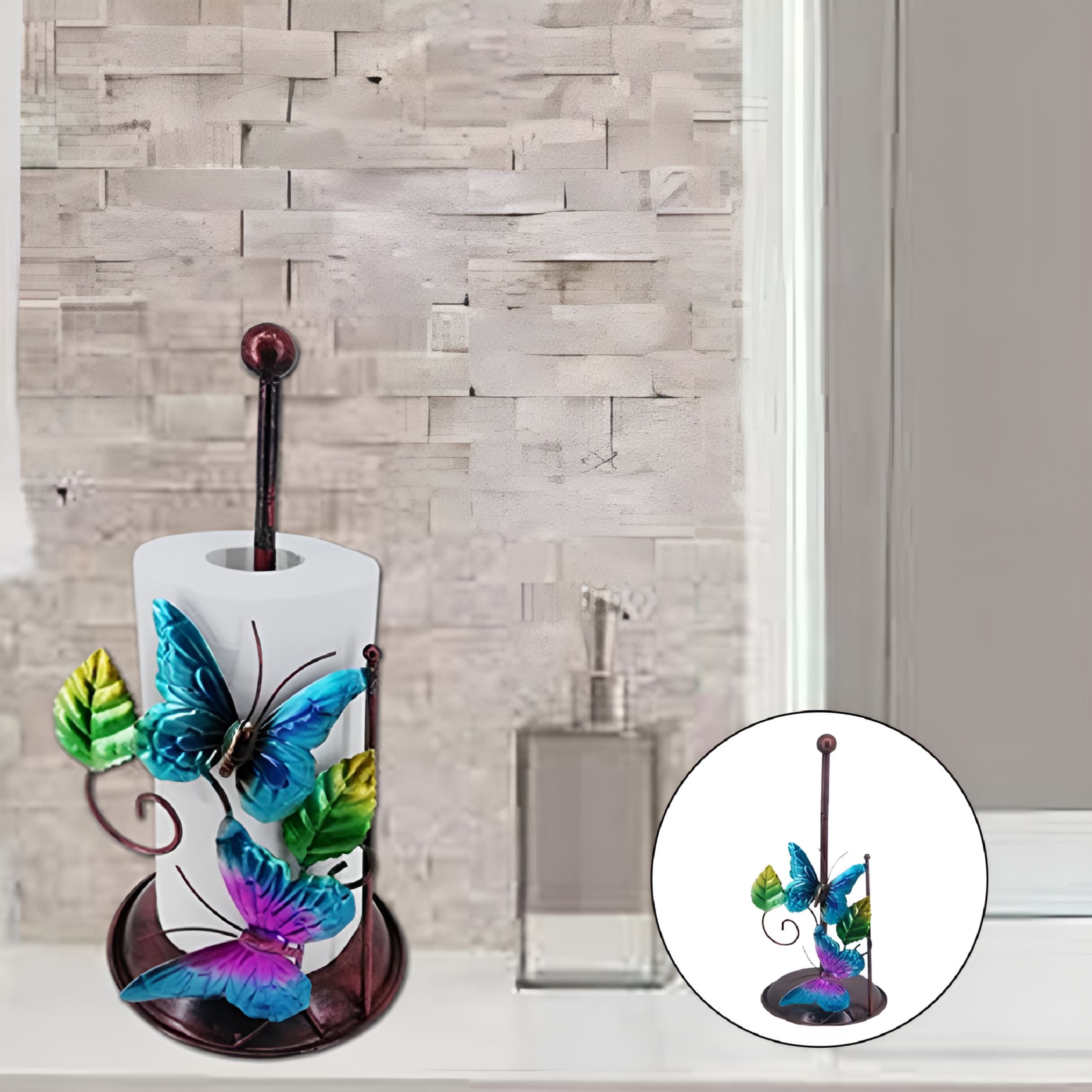 LAMIRO Free Standing Bathroom Toilet Paper Holder Stand Butterfly Decorative,Lavatory Kitchen Tissue Paper Roll Holder