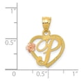 thumbnail image 2 of 14k Yellow Gold Solid Polished and satin Letter Name Personalized Monogram Initial P in Love Heart Charm Pendant Necklac, 2 of 2