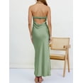 thumbnail image 2 of Vestido largo Realtix de seda satinada sin espalda para mujer, 2 of 5