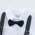 thumbnail image 6 of LYMAYTER Infant Boys Suit Short Sleeve Shirt with Bow Tie 2PCS Fake Two Pieces Vest Kids Dress Pants Gentleman Outfit for 9 Months - 4 Years, 6 of 9
