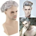 thumbnail image 4 of Toupee for Men 100 European Human Hair Swiss Lace Front Natural Hairline Hair Pieces 0.08mm Thin Skin PU V-looped Men's Hair Replacement System 8x10 Inches , Grey, 4 of 7