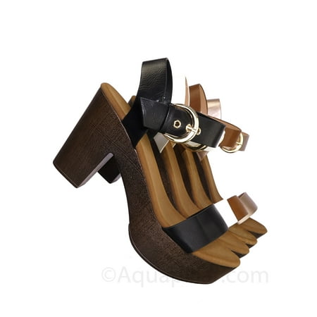 Block Heel Platform Sandal - Melissa1 by Top Moda, Clog Block Heel Platform Sandal-Lightweight Open Toe Comfort Sandal