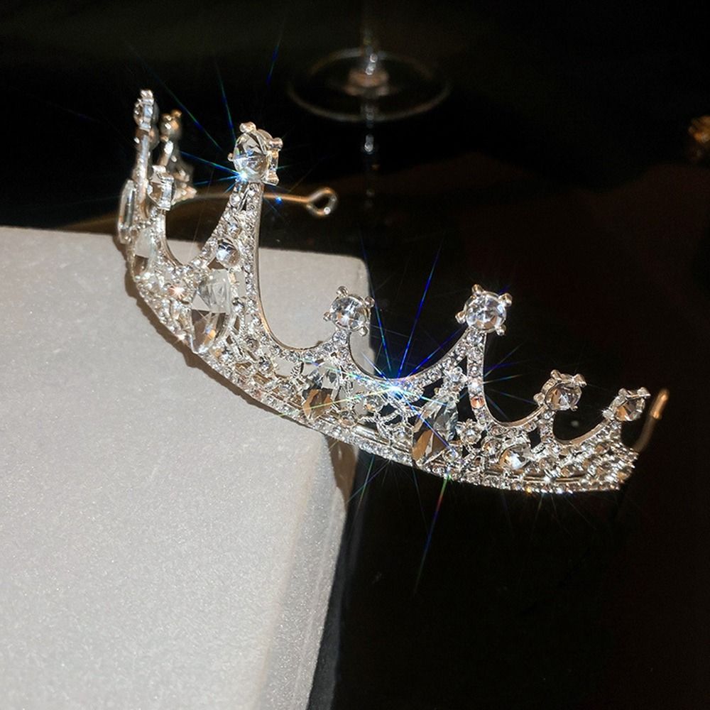 Vofler Pearl Tiara – Silberne Brautkrone Mit Kristallen, Für Hochzeit, Party, Ca. 17 Cm