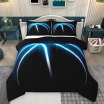 Homewish Neon Gradient Basketball Queen Comforter Set, Black Blue Bedding Sets, Modern Ball Sports Reversible Bedding Comforter Set, Breathable Home Decor, 3-Piece