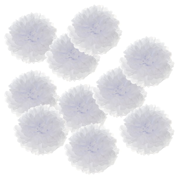 Uxcell 6" Pompones de papel duraderos para decoración de fiestas de boda blancos, paquete de 10