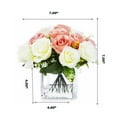 thumbnail image 4 of Enova Home Artificial 18 Heads Silk Roses Flowers Arrangement in Clear Glass Vase With Faux Water For Home Office (Cream Pink), 4 of 4