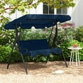 thumbnail image 1 of Costway Patio 3 Seats Canopy Swing Glider Hammock Steel Frame Cushioned Backyard Navy, 1 of 10