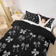 thumbnail image 2 of spefrowx Cheetah Print Bow Duvet Cover Queen for Women, Sliver Cartoon Bowknot Queen Bedding, Black Reversible, 3pcs, 1 Duvet Cover and 2 Pillowcases, 2 of 6