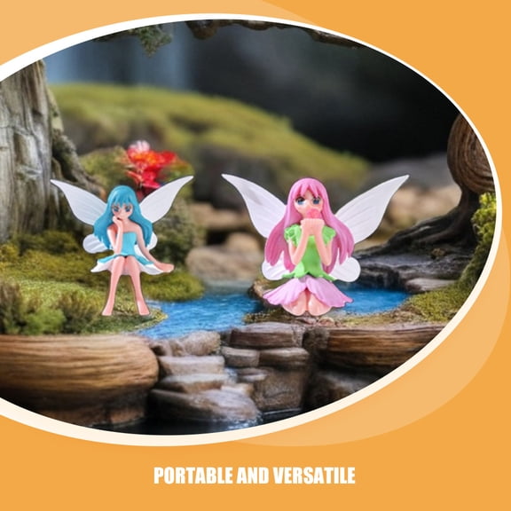 Amosfun 4-Piece Mini Flower Fairy Figurines Set Multicolor Decorative Ornaments for Home and Garden