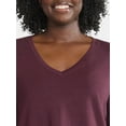 thumbnail image 5 of (3 Pack) Terra & Sky Women's Plus Size V-Neck Tee with Long Sleeves, Sizes 0X-5X, 5 of 8