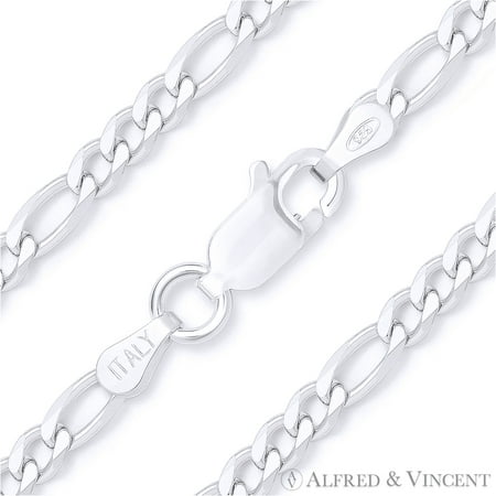 3mm Figaro / Figaroa Link Italian Chain Anklet in Solid .925 Sterling Silver