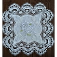 thumbnail image 2 of Doily Boutique Christmas Square Doily with Green Candles and Lace on Antique White Fabric Size 12 x 12 inches, 2 of 3
