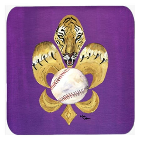 

Carolines Treasures 8476-FC Tiger Fleur De Lis Baseball Foam Coasters - Set 4- 3.5 x 3.5 In.