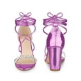 thumbnail image 4 of BLISSFUL STEP Crystal Rhinestones Strap Lace Up Chunky Heel Sandals for Women Taro Purple (Size 6), 4 of 4
