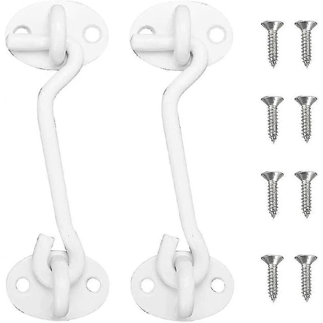 2 Pieces Barn Door Latches, Door Closing Hook, Stainless Steel Window Catch With Screws For Door Window, Door, Barn (white)
