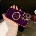 thumbnail image 1 of For iPhone 15 Pro Max Luxury Magsafe Magnetic Flowers Plating Frame Phone Case For iPhone 11 12 13 14 Plus Soft Protective Cover YXQ, 1 of 7