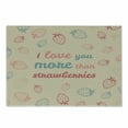 thumbnail image 1 of I Love You More Cutting Board, Fun Words and Pastel Backdrop with Scattered Strawberries, Decorative Tempered Glass Cutting and Serving Board, Small Size, Sand Brown Slate Blue, by Ambesonne, 1 of 1
