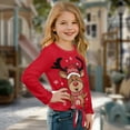 thumbnail image 3 of Xixirimido Christmas Reindeer Red Pattern Girls Long Sleeve Shirt Kids Crewneck T-Shirts Trendy 3D Graphic Tie-hem Cute Tees for Fall Winter, Size 9-10, 3 of 7
