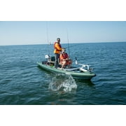 Sea Eagle FSK16 FishSkiff Inflatable 16, High Pressure, All-Drop-Stitch, 1-3 Person Frameless Fishing Boat w/Rigid 6” External Keel - Portable, Storable - 2 Person Swivel Seat Canopy Package