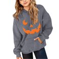 thumbnail image 4 of Girls Oversized Hoodies Halloween Pumpkin Graphic Hooded Sweatshirts Teen Kids Cute Funny Pullover Tops Cotton Casual Fashion Sweater, 4 of 6