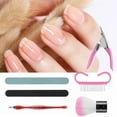 thumbnail image 2 of Fake Nails Art Tips Kit, Portable 100PCS French Clear Half Cover Fake False Nails with Box Nail Shear/Nail Brush/Horn Brush/Grinding Buffers/Sponge File/Dead Skin Fork for Women Manicure, 2 of 7