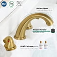 thumbnail image 2 of PARLOS 2-Handle Widespread Bathroom Sink Faucet, Brushed Gold, 2 of 7