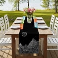 thumbnail image 4 of Table Runners 72 Inches Long Dress Scarves, Mountain Line Farmhouse Kitchen Table Runner, Coffee Tablerunners, Minimalist Abstract Landscape Art Sun Black 16x72 Inch, 4 of 9