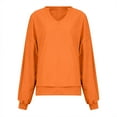 thumbnail image 2 of UTSJKR Women's Fall Winter Corduroy Tops Batwing Sleeves Long Sleeve Tunic Tops 2024 Fashion Elegant Solid V Neck Blouses Casual Loose Fit Flowy Basic Pullover Shirts Orange M, 2 of 8