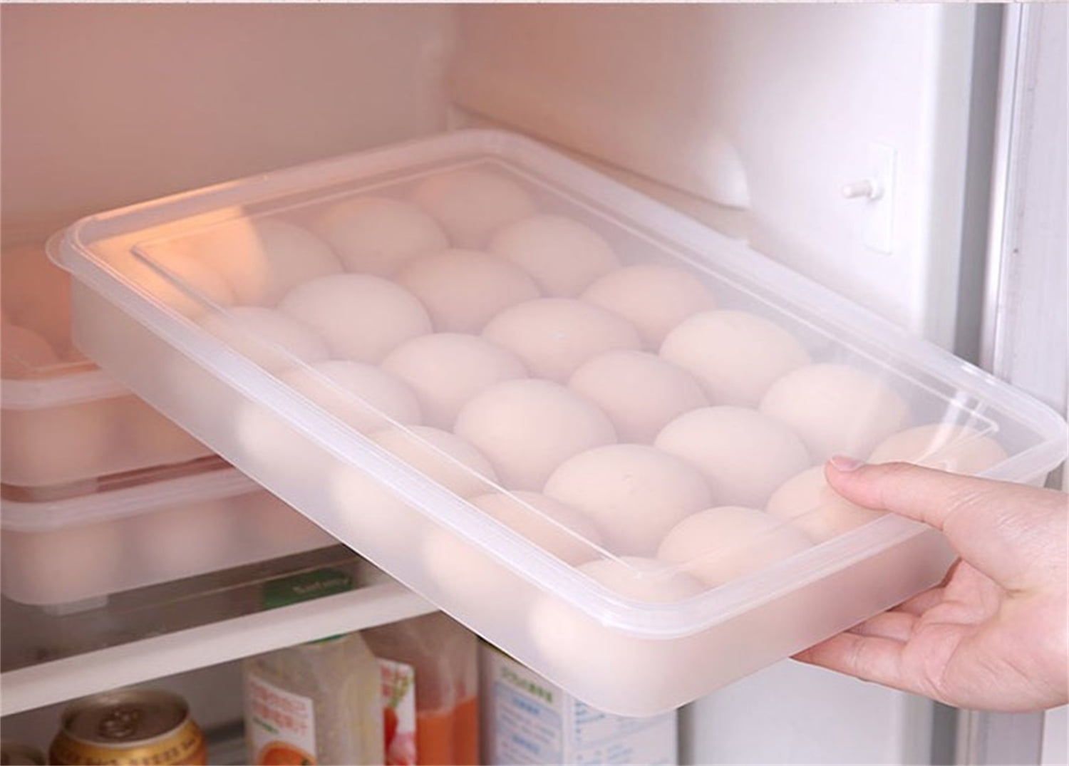 Egg Containers with Lid,Happon 2 Pack Plastic Egg Holder,Storage Container for Fridge,Portable Reusable Stackable Egg Tray Platter Countertop Easter Camping Refrigerator Supplies