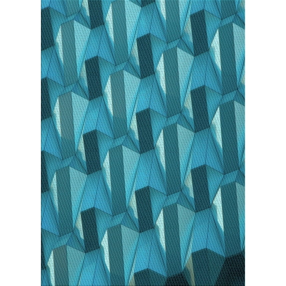 Ahgly Company Machine Washable Indoor Rectangle Transitional Teal Green Area Rugs, 4' x 6'