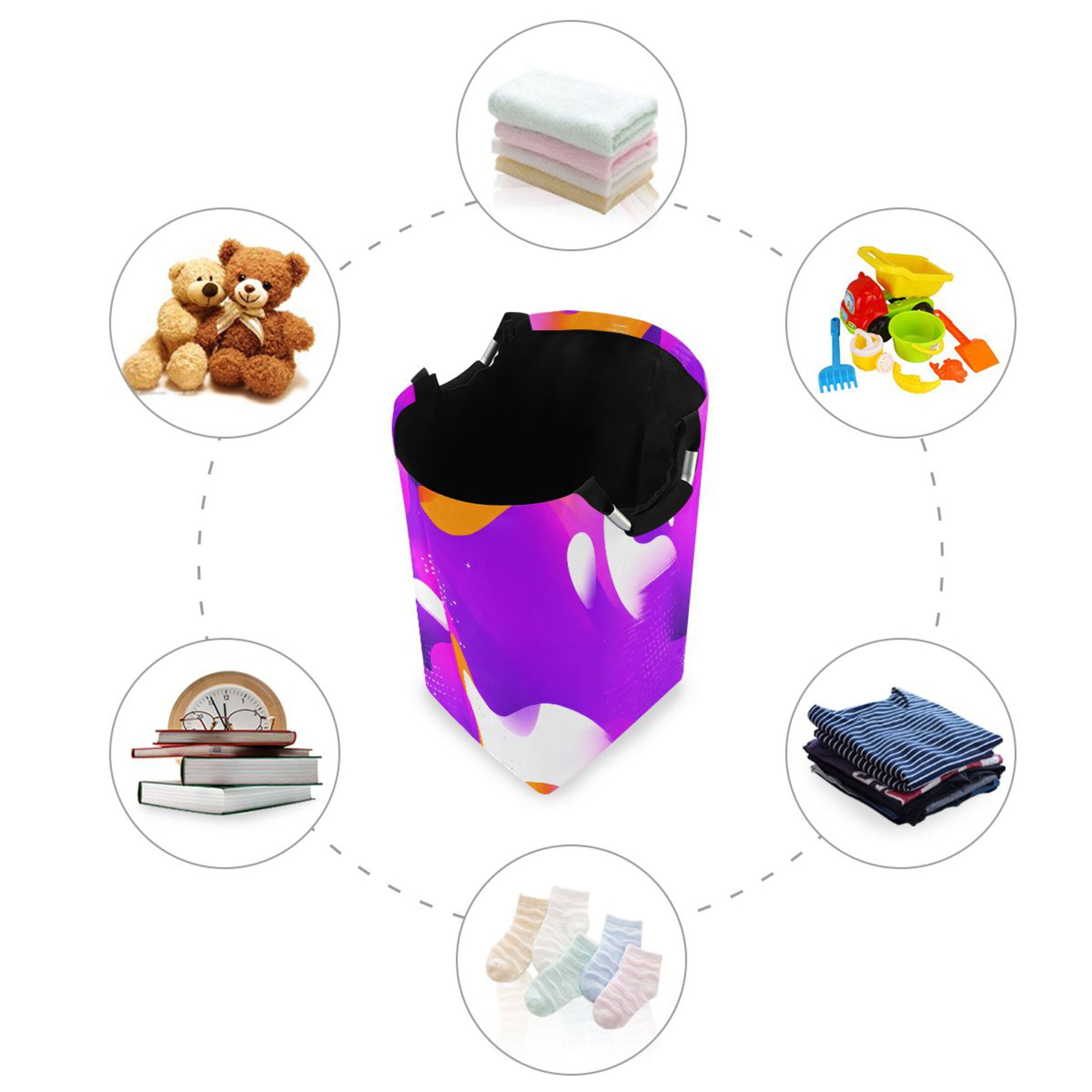 Dynamic Waves Foldable Laundry Hamper 12.6x11x22.7in with Handles for Bathroom Bedroom Storage