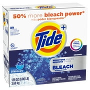 Tide Plus Bleach Powder Laundry Detergent, Original Scent, 129 oz, 89 Loads