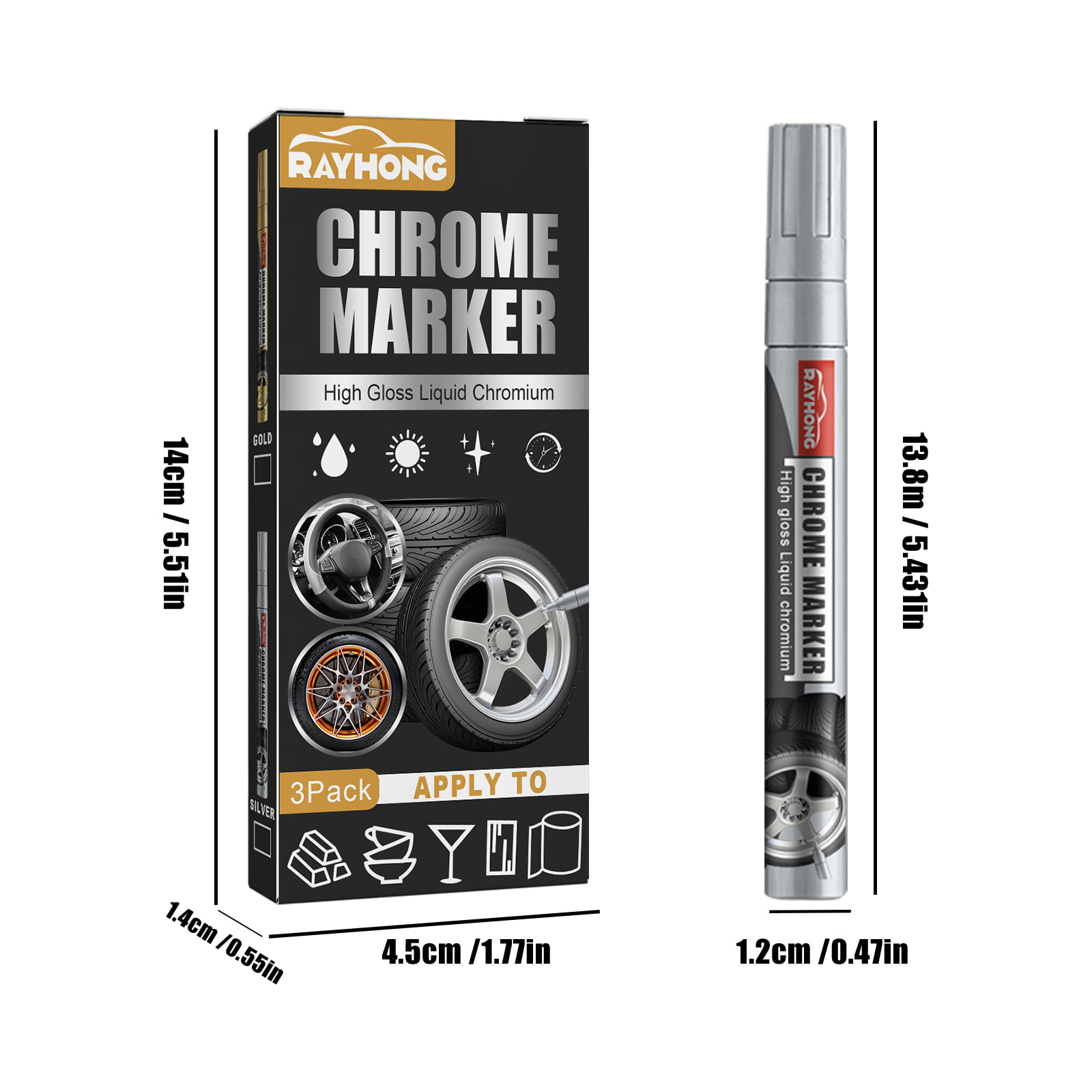 3pcs Liquid Chrome Marker Mirror Liquid Chrome Paint Pen Set Metallic  Marking Markers Pen Diy Art Craft Highlight Pen