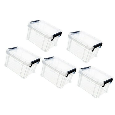 FACEGA 5Pcs Small Plastic Storage Bins with Lids,Transparent Storage Bins for Toys Clothes and Car Organization