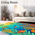 thumbnail image 2 of ODIKA 5'x7' Machine Washable Non-Slip Area Rug, Exotic Tropical Lagoon Bathroom Accessory High Traffic Rug, Blue, 705690, 2 of 7
