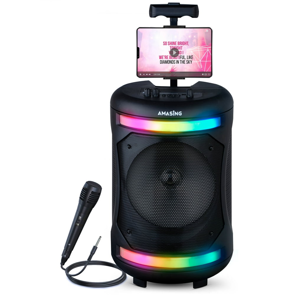 AMASING Karaoke Machine, Plugin Microphone, Bluetooth Speaker and