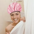 thumbnail image 3 of 1PCS 11.42" Waterproof Adjustable Shower Cap for Women and Men, Double Layer Soft Satin Interior Athing Cap, Hair Cap for All Hair Lengths, 3 of 7