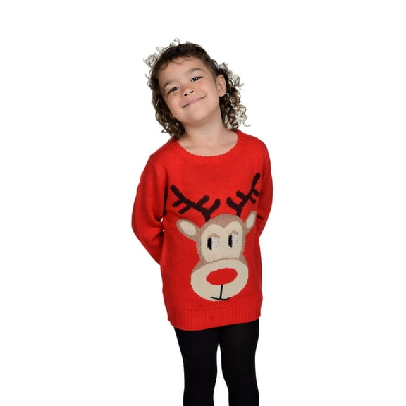 RWB Children's Curious Rudolph Christmas Sweater Red